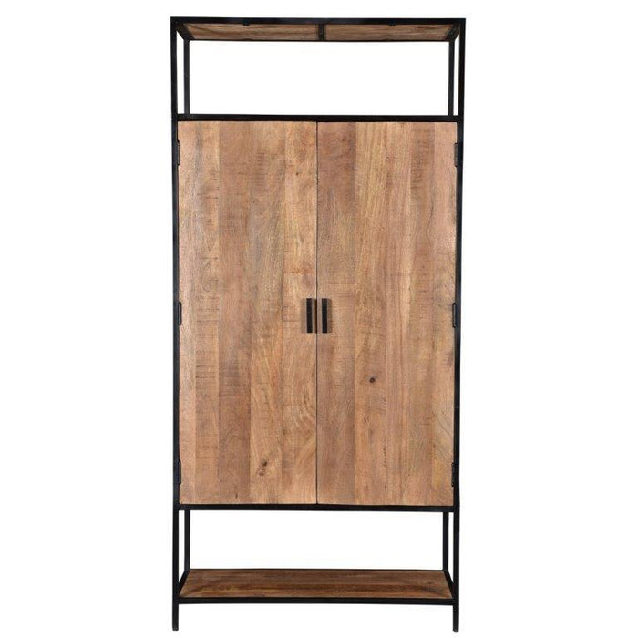 Opbergkast Kast Sturdy Mangohout Naturel hout 100x40x210 cm-Opbergkasten-Livingfurn