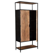 Opbergkast Kast Sturdy Mangohout Naturel hout 100x40x210 cm-Opbergkasten-Livingfurn