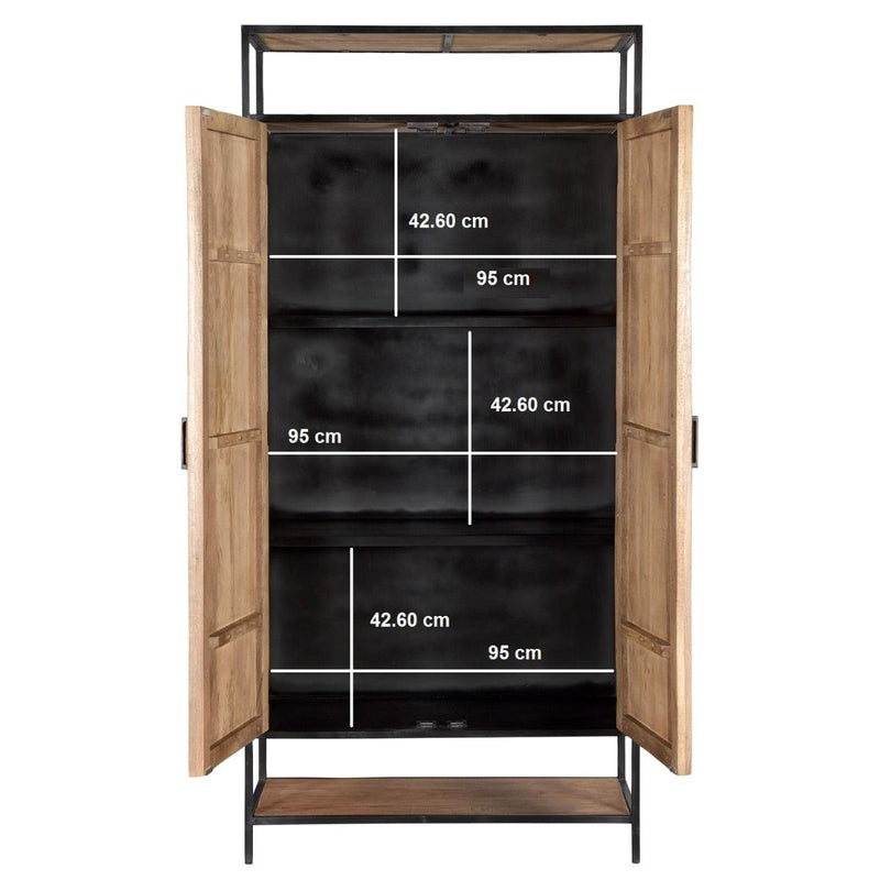 Opbergkast Kast Sturdy Mangohout Naturel hout 100x40x210 cm-Opbergkasten-Livingfurn