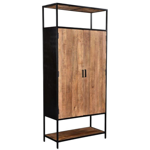 Opbergkast Kast Sturdy Mangohout Naturel hout 100x40x210 cm-Opbergkasten-Livingfurn