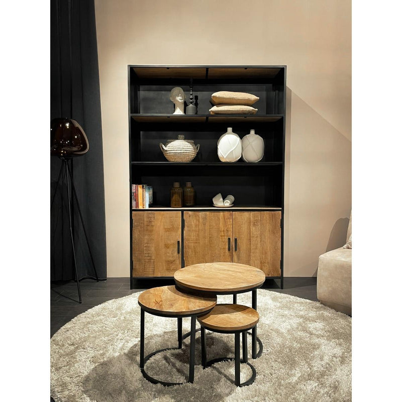 Opbergkast Kast Sturdy Mangohout Naturel hout 120x40x200 cm-Opbergkasten-Livingfurn