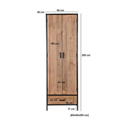 Opbergkast Kast Sturdy Mangohout Naturel hout 65x40x200 cm-Opbergkasten-Livingfurn