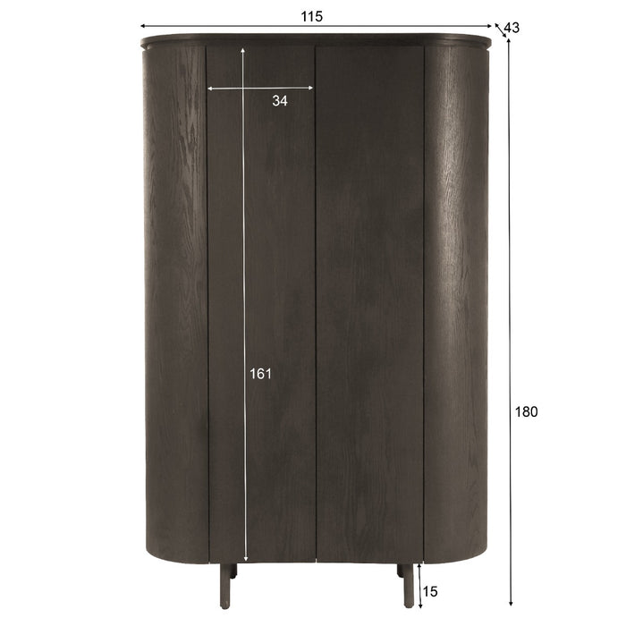 Opbergkast Kast Tobago Eikenhout fineer Bruin 115x43x180 cm-Opbergkasten-Livingfurn