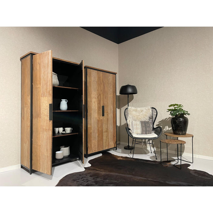 Opbergkast Kast Tomar Teakhout Naturel hout 100x40x195 cm-Opbergkasten-Livingfurn