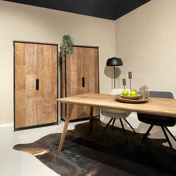 Opbergkast Kast Tomar Teakhout Naturel hout 100x40x195 cm-Opbergkasten-Livingfurn