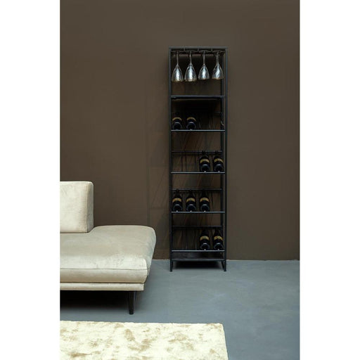 Opbergkast Kast Vakkenkast Glas Zwart-Opbergkasten-PTMD