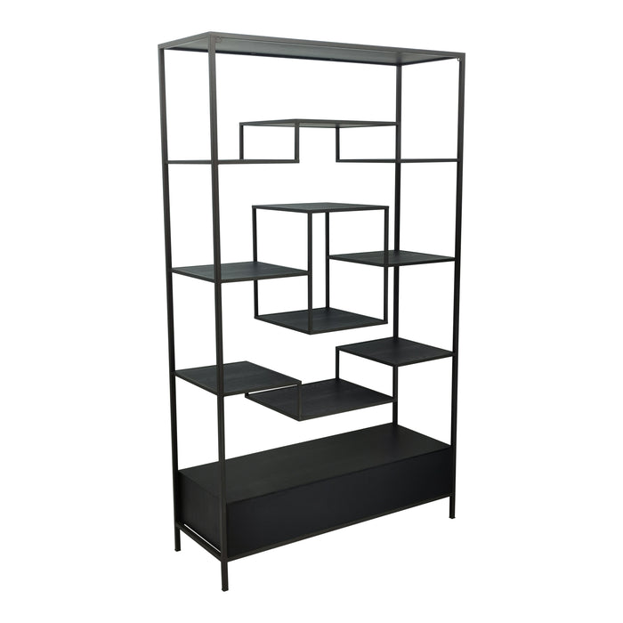 Opbergkast Kast Vakkenkast Zwart 40x110 cm-Opbergkasten-PTMD