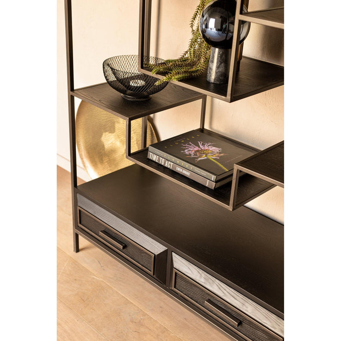 Opbergkast Kast Vakkenkast Zwart 40x110 cm-Opbergkasten-PTMD