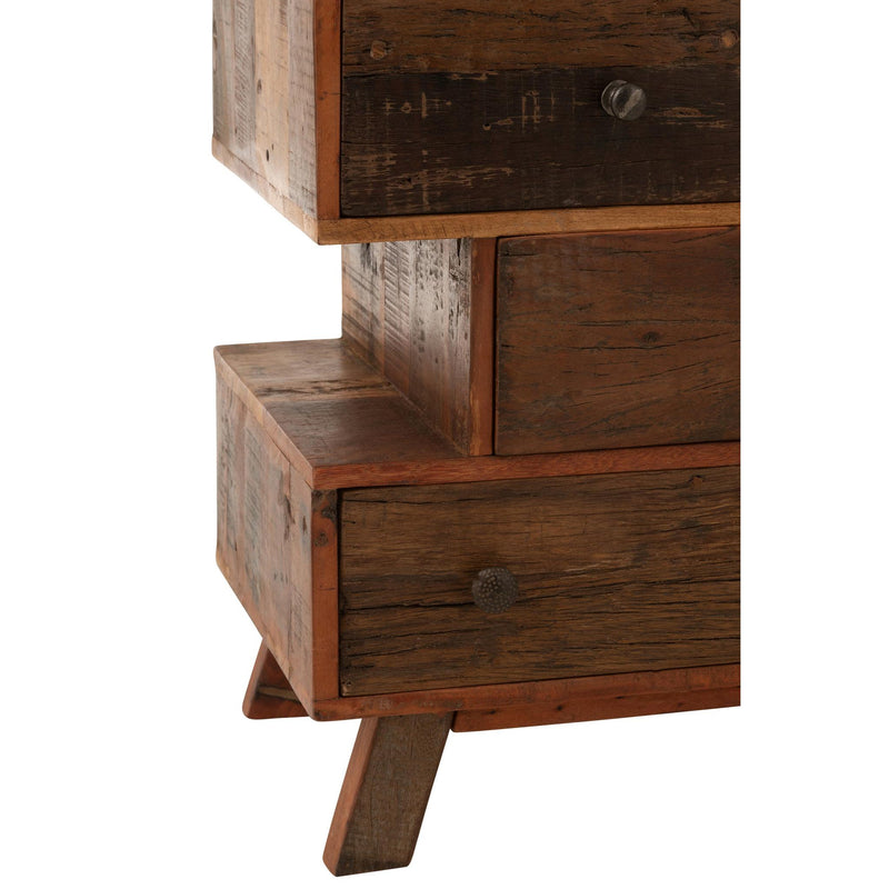 Opbergkast Kast Vinto Gerecycled Hout Naturel 76x35x109 cm-Opbergkasten-J-Line
