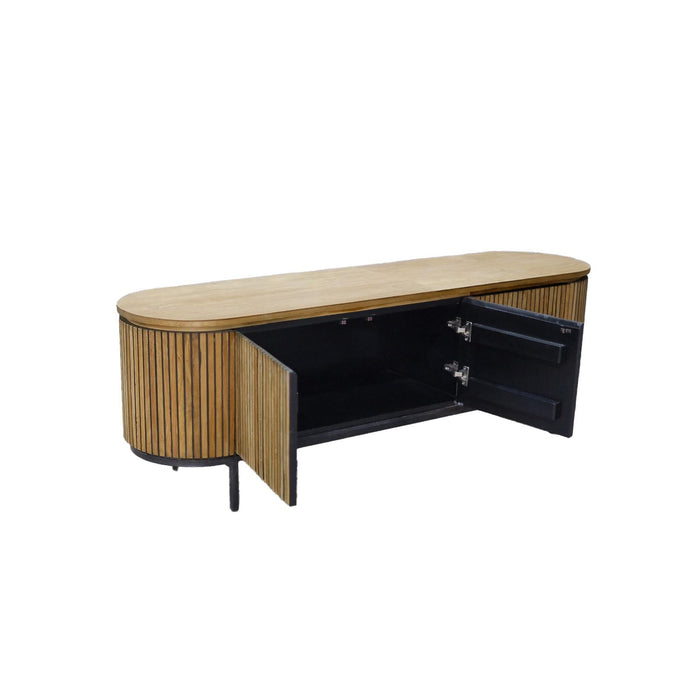 Opbergkast Lausanne Teakhout Naturel hout 43x170x56 cm-TV-meubels-Livingfurn