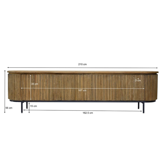 Opbergkast Lausanne Teakhout Naturel hout 43x210x56 cm-TV-meubels-Livingfurn