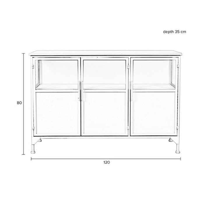 Opbergkast Miya Low 3do Metaal Wit 120x35 cm-Opbergkasten-Creating Home