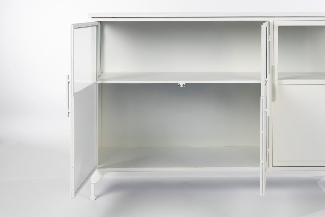 Opbergkast Miya Low 3do Metaal Wit 120x35 cm-Opbergkasten-Creating Home