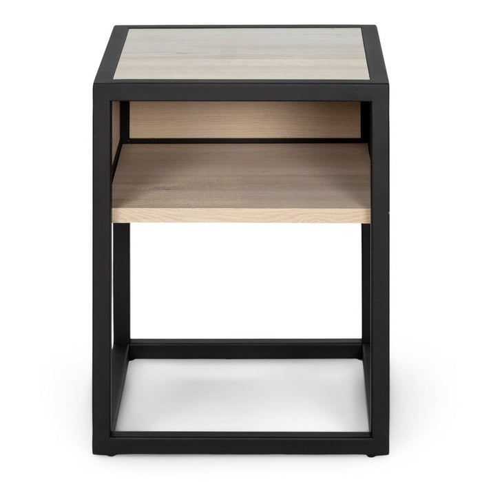 Opbergkast Nachtkastje DIVA Eiken White Sand Zwart 40x40x50cm-Opbergkasten-Spinder