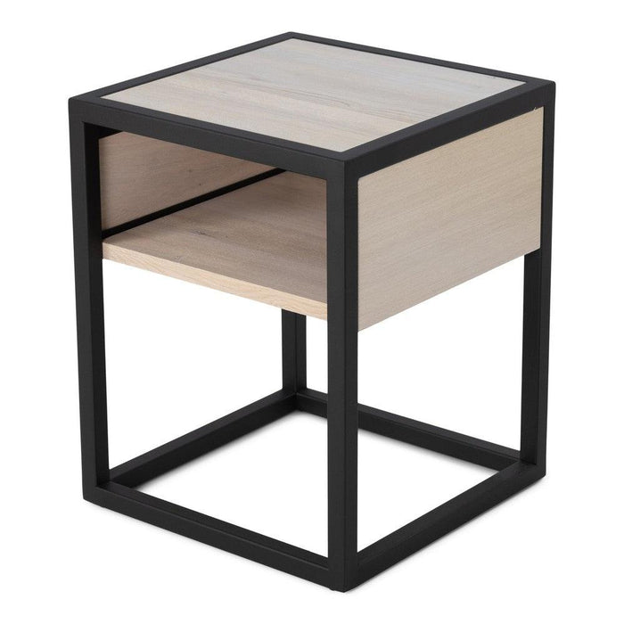 Opbergkast Nachtkastje DIVA Eiken White Sand Zwart 40x40x50cm-Opbergkasten-Spinder