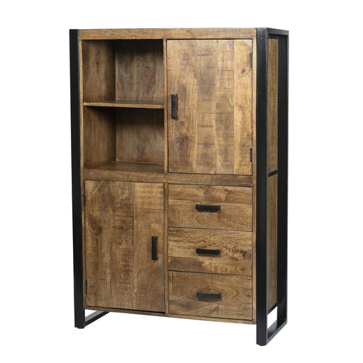 Opbergkast Nairobi Mangohout Naturel hout 100x43x150 cm-Opbergkasten-Livingfurn