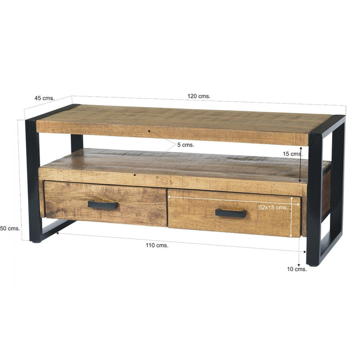 Opbergkast Nairobi Mangohout Naturel hout 120x45x50 cm-TV-meubels-Livingfurn