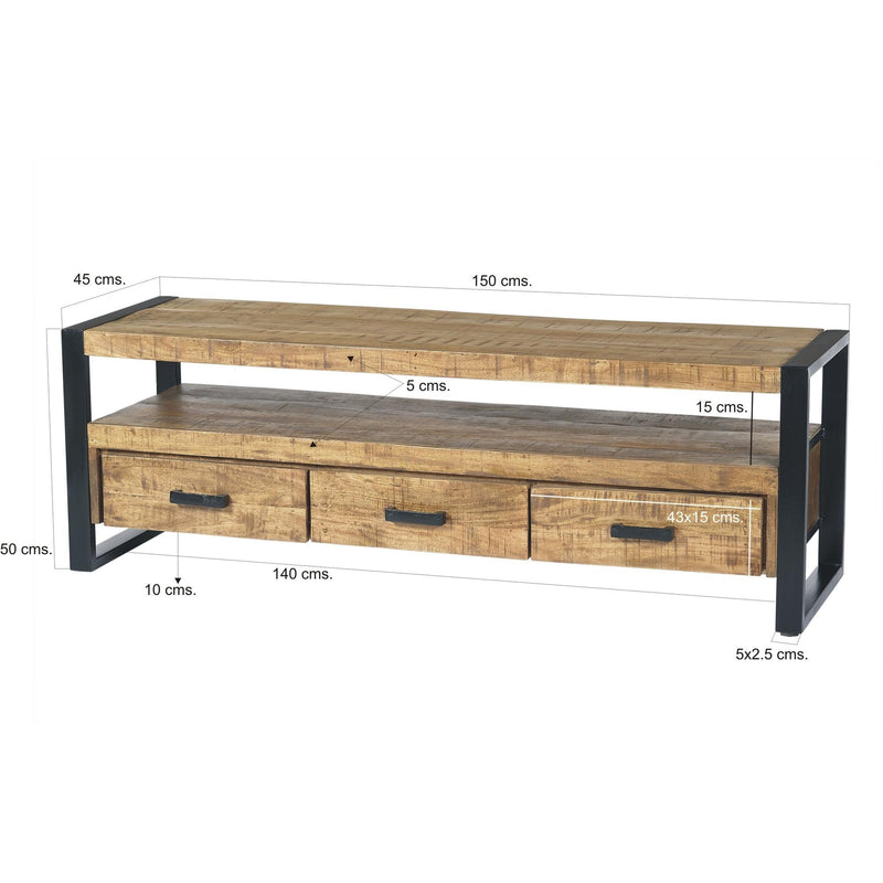 Opbergkast Nairobi Mangohout Naturel hout 150x45x50 cm-TV-meubels-Livingfurn