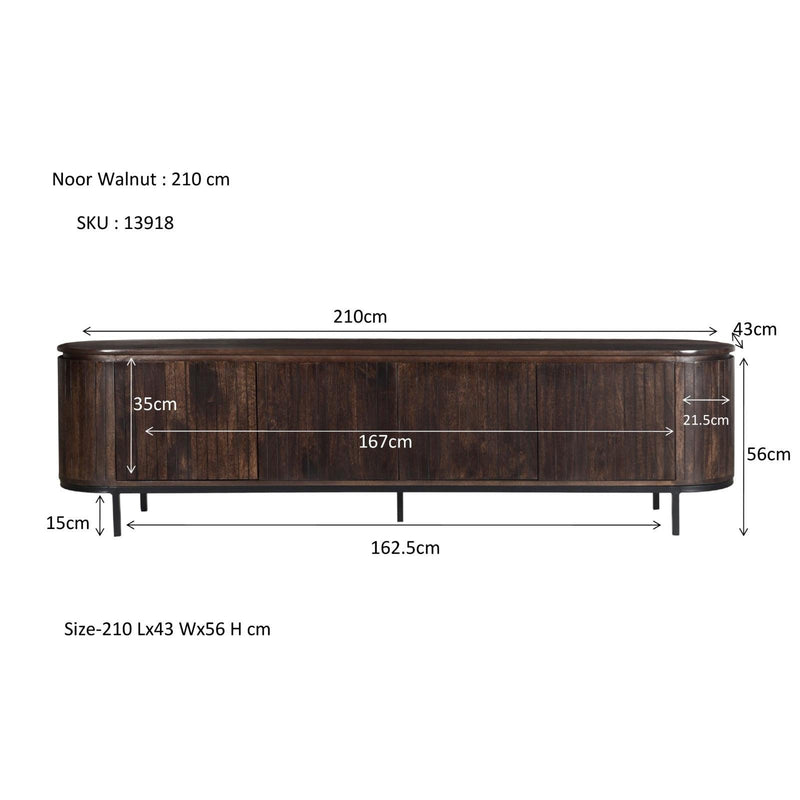Opbergkast Noor Mangohout Bruin 210x43x56 cm-TV-meubels-Livingfurn