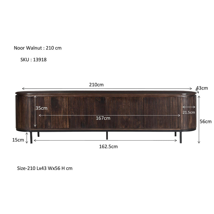 Opbergkast Noor Mangohout Bruin 210x43x56 cm-TV-meubels-Livingfurn
