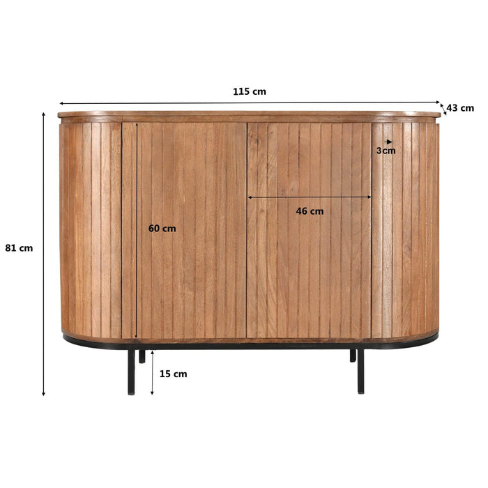 Opbergkast Noor Mangohout Naturel hout 115x43x81 cm-Dressoirs-Livingfurn