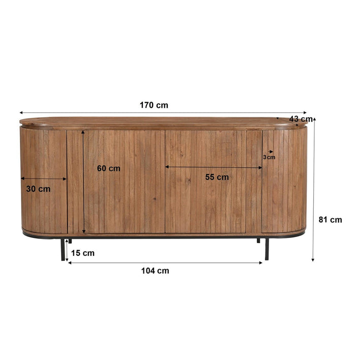Opbergkast Noor Mangohout Naturel hout 170x43x81 cm-Dressoirs-Livingfurn