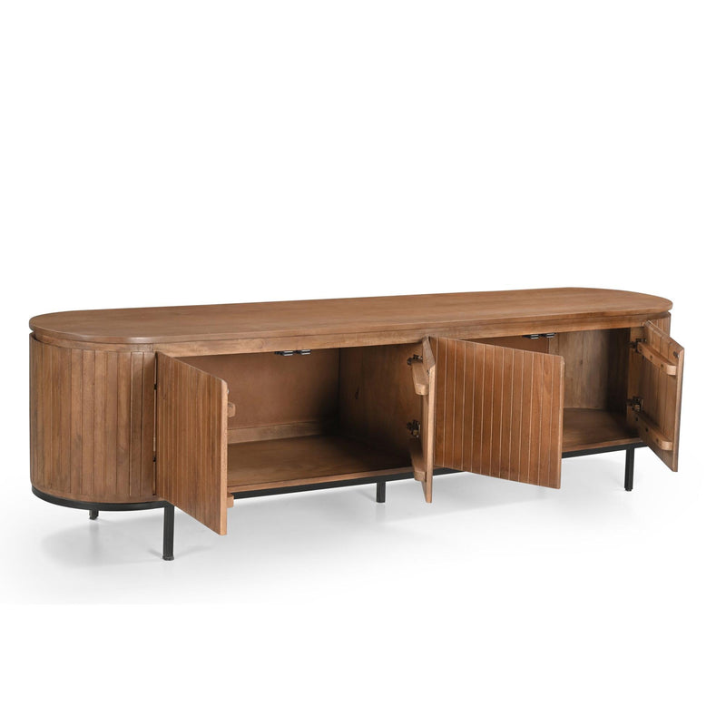 Opbergkast Noor Mangohout Naturel hout 210x43x56 cm-TV-meubels-Livingfurn