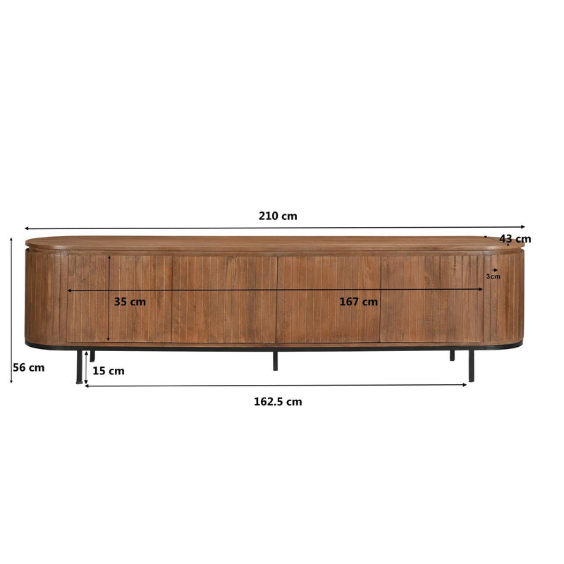 Opbergkast Noor Mangohout Naturel hout 210x43x56 cm-TV-meubels-Livingfurn