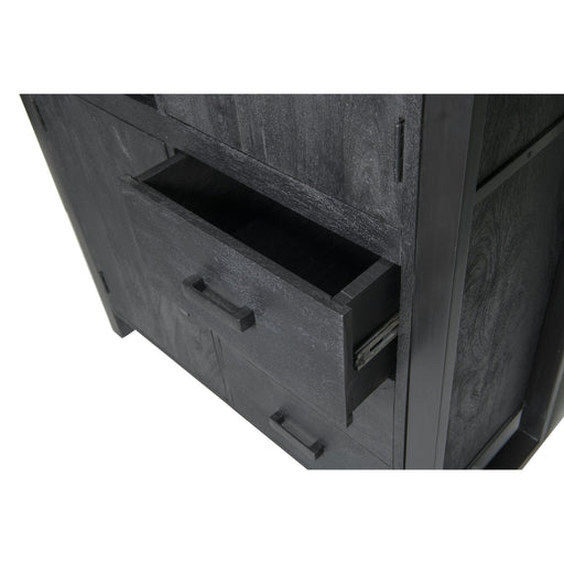 Opbergkast Norris Mangohout Zwart 100x43x150 cm-Opbergkasten-Livingfurn