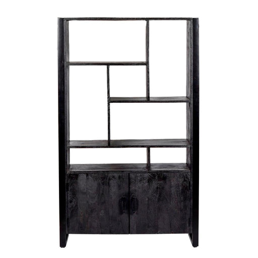 Opbergkast Norris Mangohout Zwart 110x43x180 cm-Opbergkasten-Livingfurn