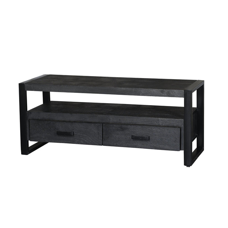 Opbergkast Norris Mangohout Zwart 120x45x50 cm-TV-meubels-Livingfurn