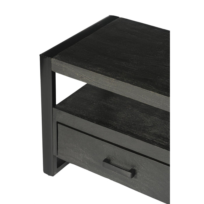 Opbergkast Norris Mangohout Zwart 120x45x50 cm-TV-meubels-Livingfurn