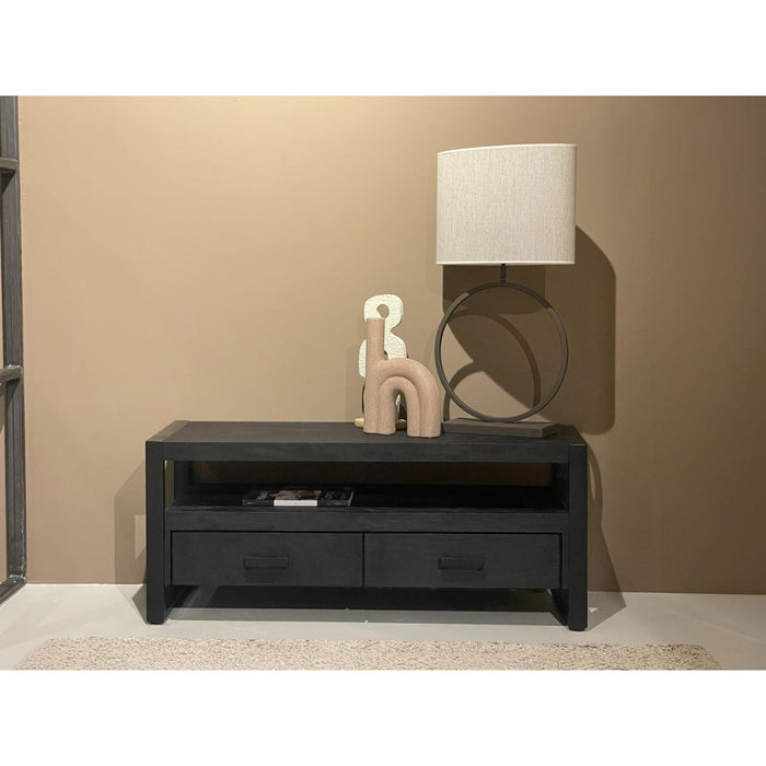 Opbergkast Norris Mangohout Zwart 120x45x50 cm-TV-meubels-Livingfurn