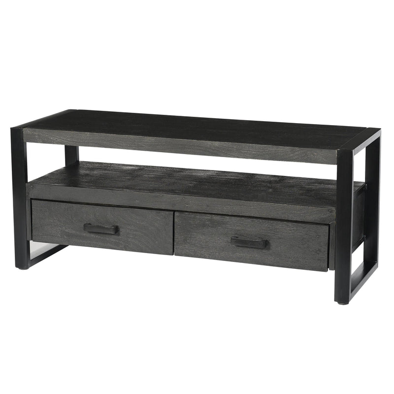 Opbergkast Norris Mangohout Zwart 120x45x50 cm-TV-meubels-Livingfurn