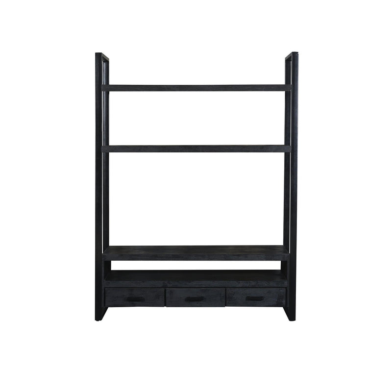 Opbergkast Norris Mangohout Zwart 150x45x200 cm-TV-meubels-Livingfurn