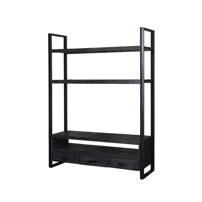 Opbergkast Norris Mangohout Zwart 150x45x200 cm-TV-meubels-Livingfurn