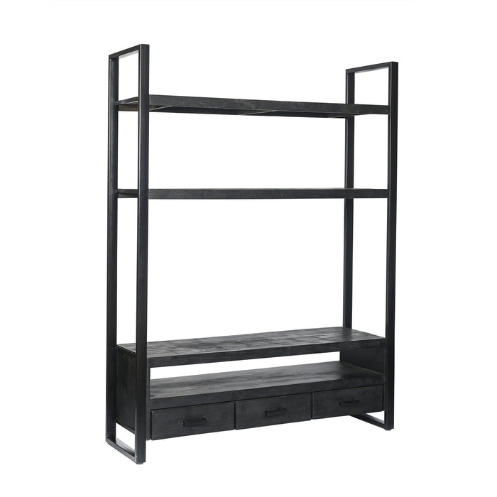 Opbergkast Norris Mangohout Zwart 150x45x200 cm-TV-meubels-Livingfurn