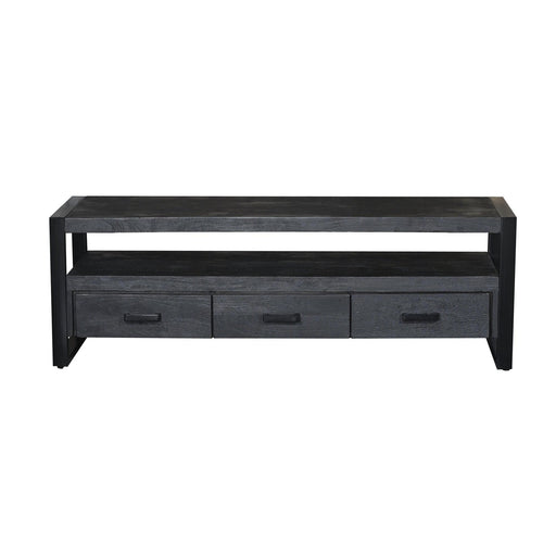 Opbergkast Norris Mangohout Zwart 150x45x50 cm-TV-meubels-Livingfurn