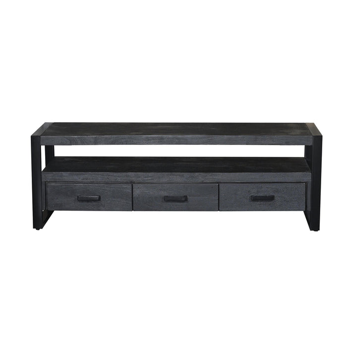 Opbergkast Norris Mangohout Zwart 150x45x50 cm-TV-meubels-Livingfurn