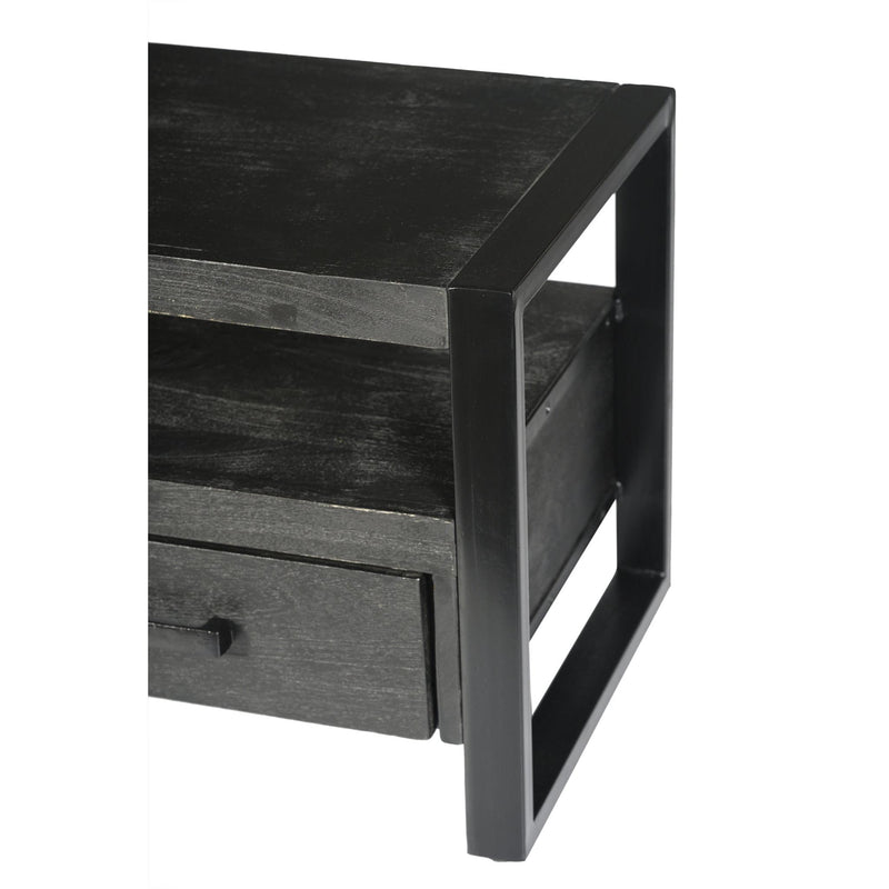 Opbergkast Norris Mangohout Zwart 150x45x50 cm-TV-meubels-Livingfurn