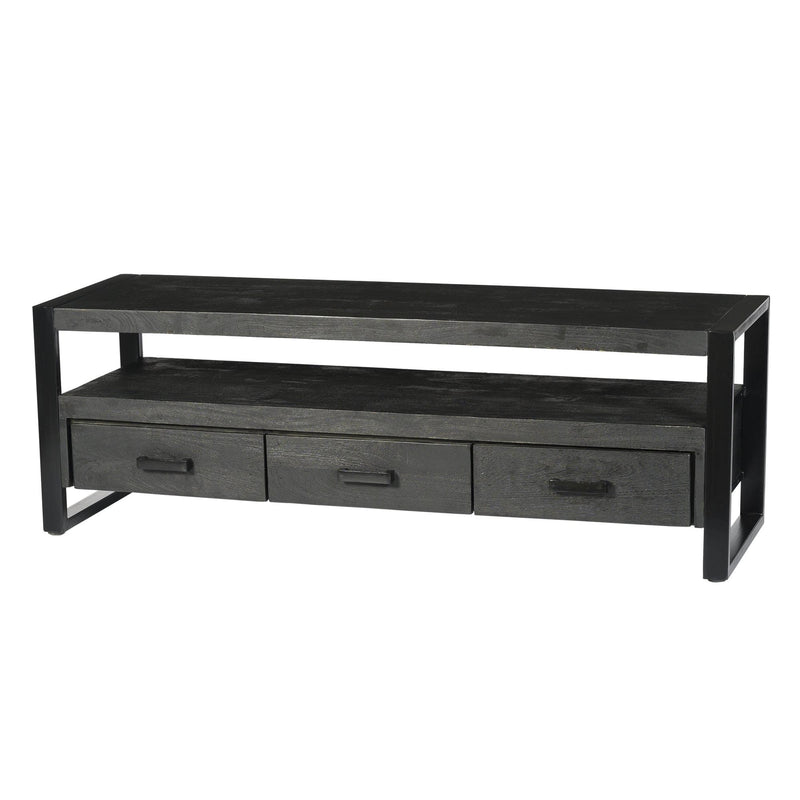 Opbergkast Norris Mangohout Zwart 150x45x50 cm-TV-meubels-Livingfurn