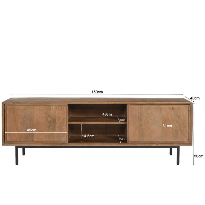 Opbergkast Ravenstein Mangohout Naturel hout 40x50x150 cm-TV-meubels-Livingfurn