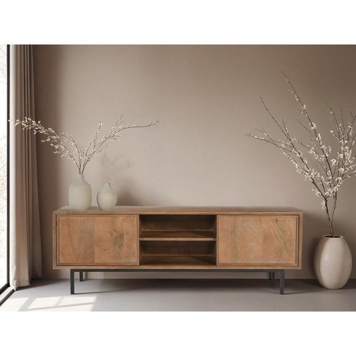 Opbergkast Ravenstein Mangohout Naturel hout 40x50x150 cm-TV-meubels-Livingfurn