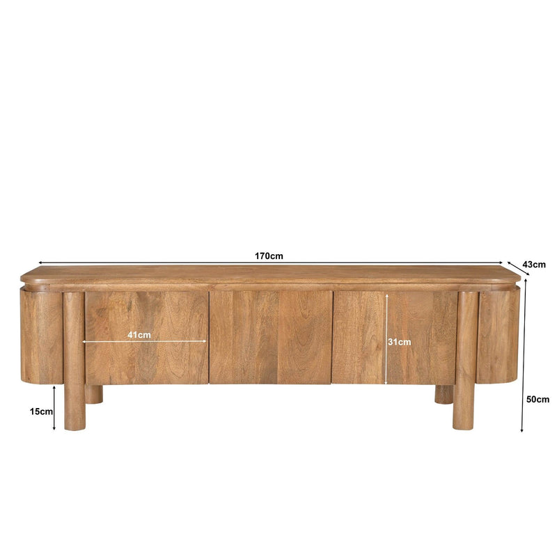 Opbergkast Salano Mangohout Naturel hout 170x43x50 cm-TV-meubels-Livingfurn