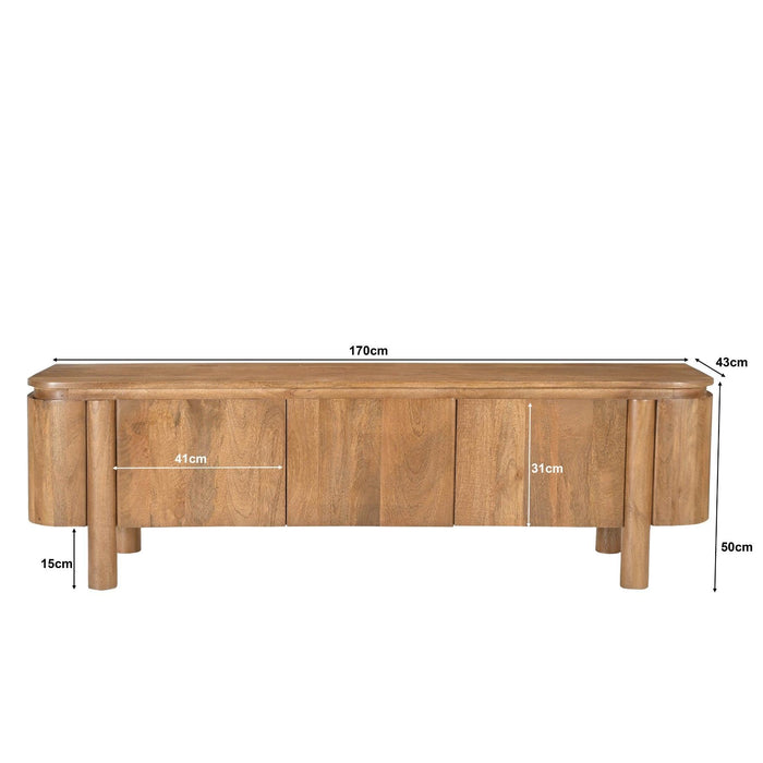 Opbergkast Salano Mangohout Naturel hout 170x43x50 cm-TV-meubels-Livingfurn