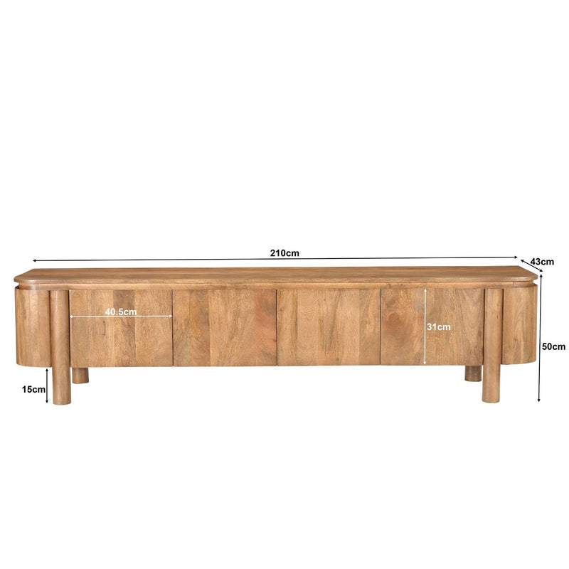 Opbergkast Salano Mangohout Naturel hout 210x43x50 cm-TV-meubels-Livingfurn