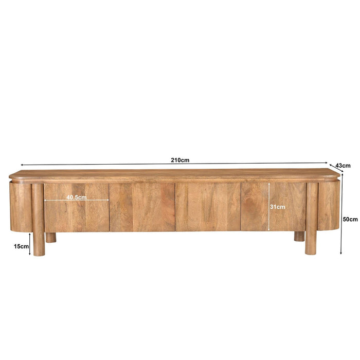 Opbergkast Salano Mangohout Naturel hout 210x43x50 cm-TV-meubels-Livingfurn