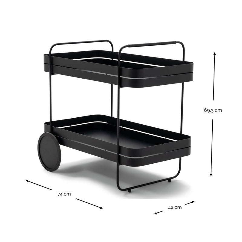 Opbergkast Trolly GIN & TROLLEY Staal Zwart 42x74x69.3cm Spinder-Opbergkasten-Spinder
