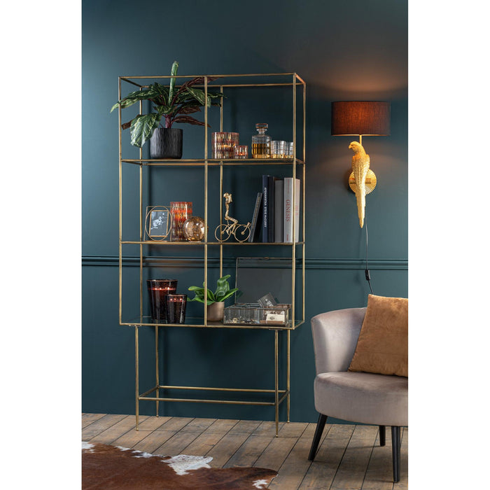 Opbergkast Vakkenkast Goud Glas 40x100 cm-Opbergkasten-J-Line