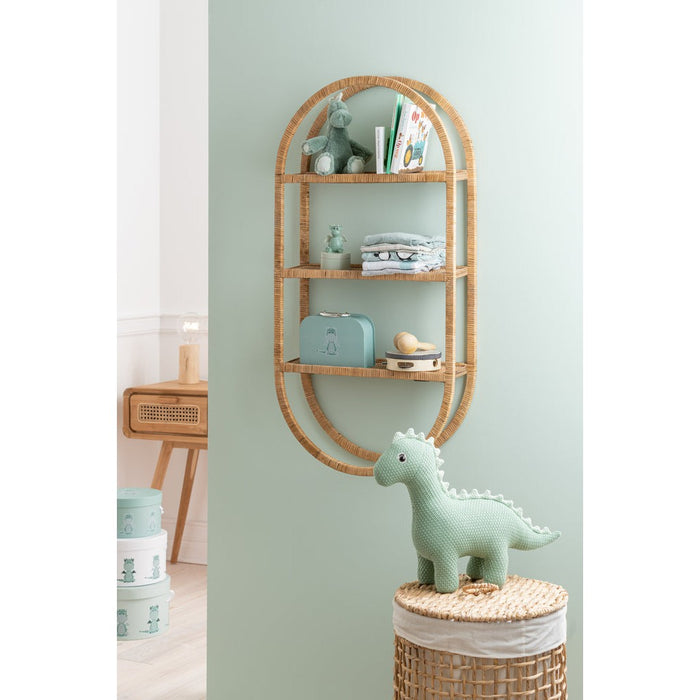 Opbergkast Vakkenkast Naturel Metaal Ovaal 20x56 cm-Opbergkasten-J-Line